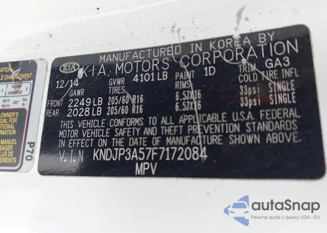 2015 Kia Soul + z USA, uszkodzony, nr VIN KNDJP3A57F7172084